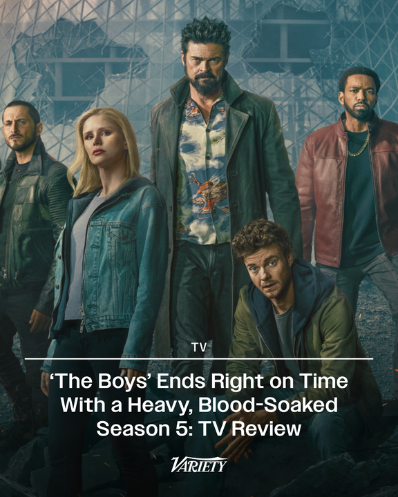 Variety's tweet photo. #TheBoys final season is a heavy, blood-soaked ride.

"'The Boys' is, in many ways, ending right on time," reads Variety's review. "Not only has the world caught up with the show’s bleakly funny vision of an unholy alliance among big business, cultural conservatism and soulless entertainment, in which Vought produces anti-immigrant agitprop penned by a Taylor Sheridan AI; 'The Boys' has also spent its last couple seasons flirting with the line between enjoying its deserved success and becoming what it’s always mocked.

https://t.co/Lv7SkS8Jy7