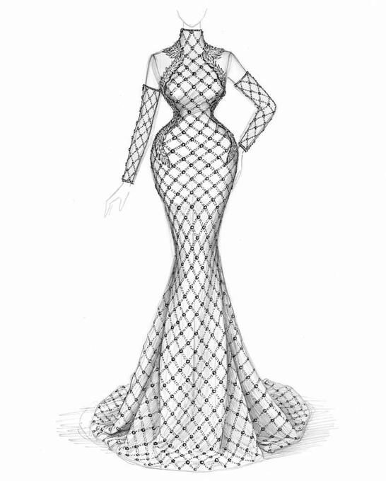 Emily03622's tweet photo. 100% original. 100% hand-sketched. 👗 This is the blueprint for my next creation. https://t.co/d6HyidRnK2