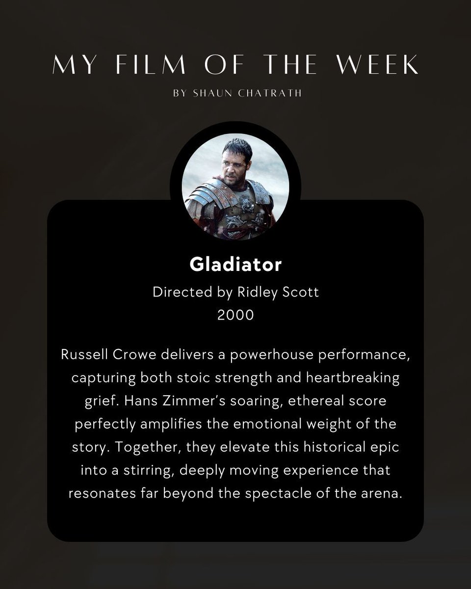 ChatrathShaun's tweet photo. Russell Crowe delivers a powerhouse performance, capturing both stoic strength and heartbreaking grief.

#filmoftheweek #movies #cinema #filmlover #filmenthusiast #movie #film https://t.co/5snjRkGIhA