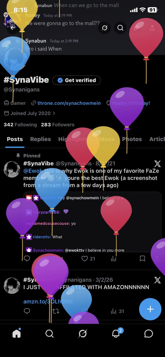 Synanigans's tweet photo. ITS MY BIRTHDAY! The big o’ 20! One more year until I can legally drink! https://t.co/NLzjQNR4J2
