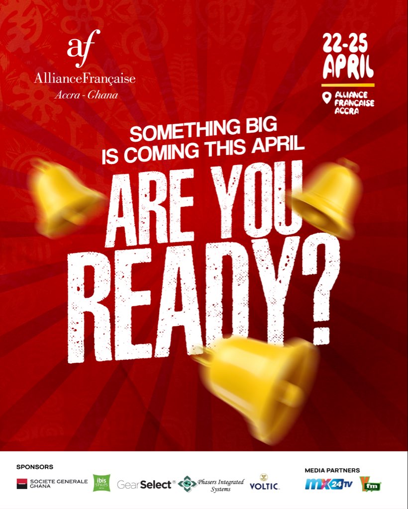 MikeTsatsu's tweet photo. Something big is coming this April…
Quelque chose de grand arrive en avril. ✨

A celebration of rhythm, culture, and connection.
Une célébration du rythme, de la culture et du partage. 🎷🌍

#AFAccra #JazzFestival #WorldMusic #Francophonie #AccraEvents https://t.co/JphQaLrKOH