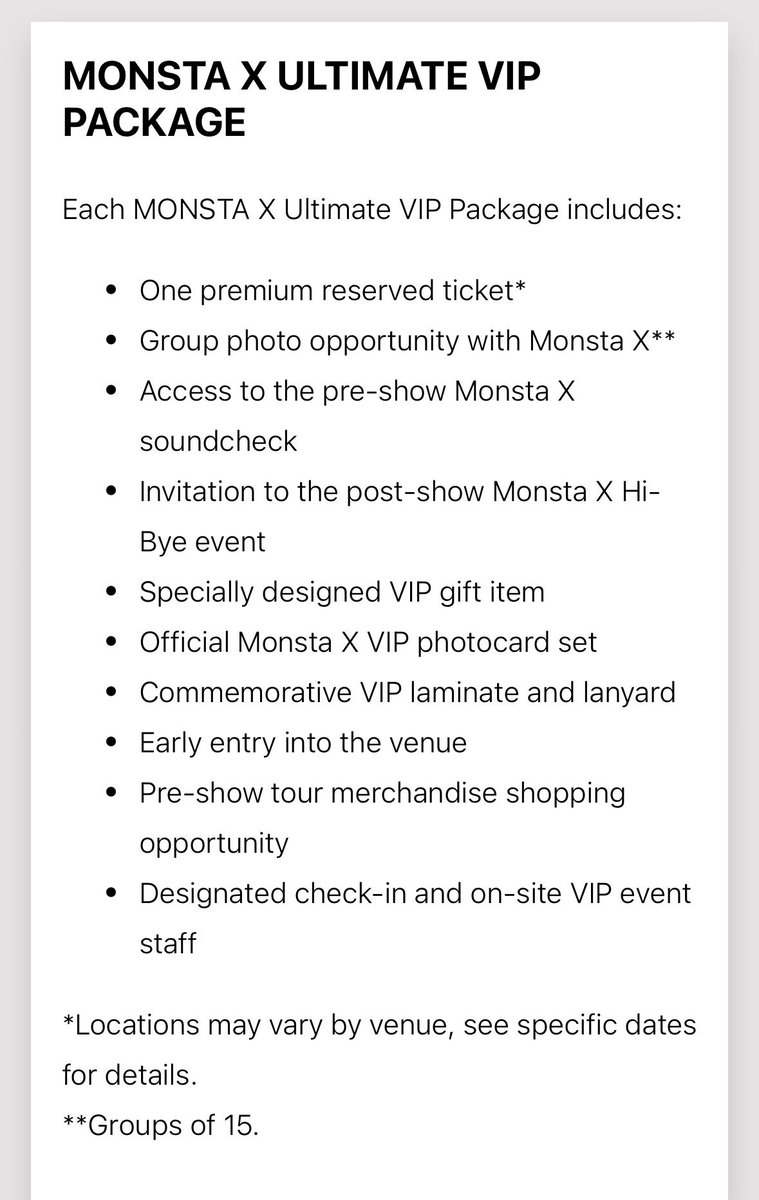 sweetenerhyungs's tweet photo. the vip information for the monsta x north american leg…

they are doing photos this year!!! https://t.co/BT6QYLqOpc