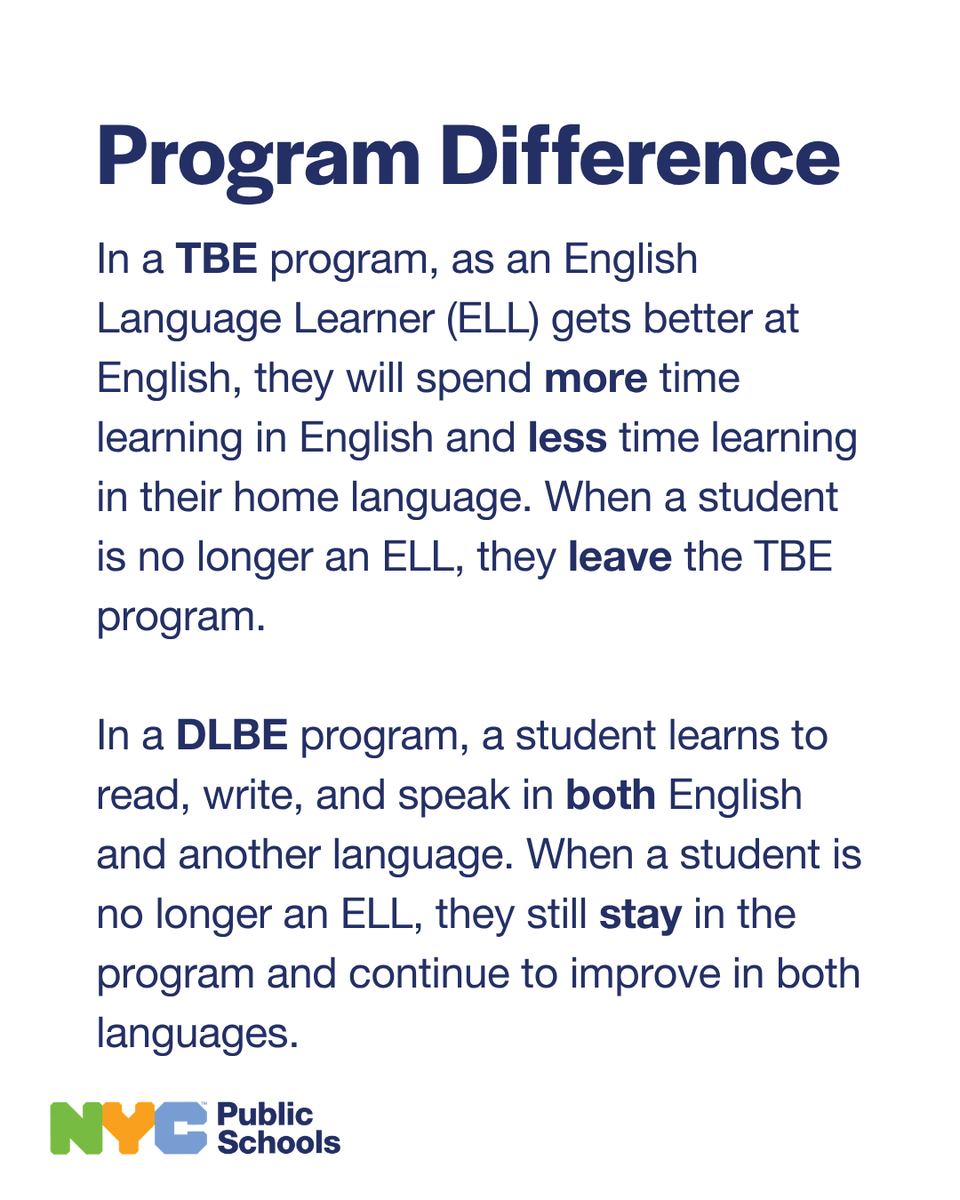 NYCMultilingual's tweet photo. 🎉Welcome back to Multilingual Learner Advocacy Month!

💡This week, we are looking over the different types of NYCPS programs in Bilingual Education in Grades K-5 and 6-12.

🧑‍💻To learn more, visit https://t.co/OvMauI6ZHq

📱#multilingualNYC https://t.co/uTjusdwZKB