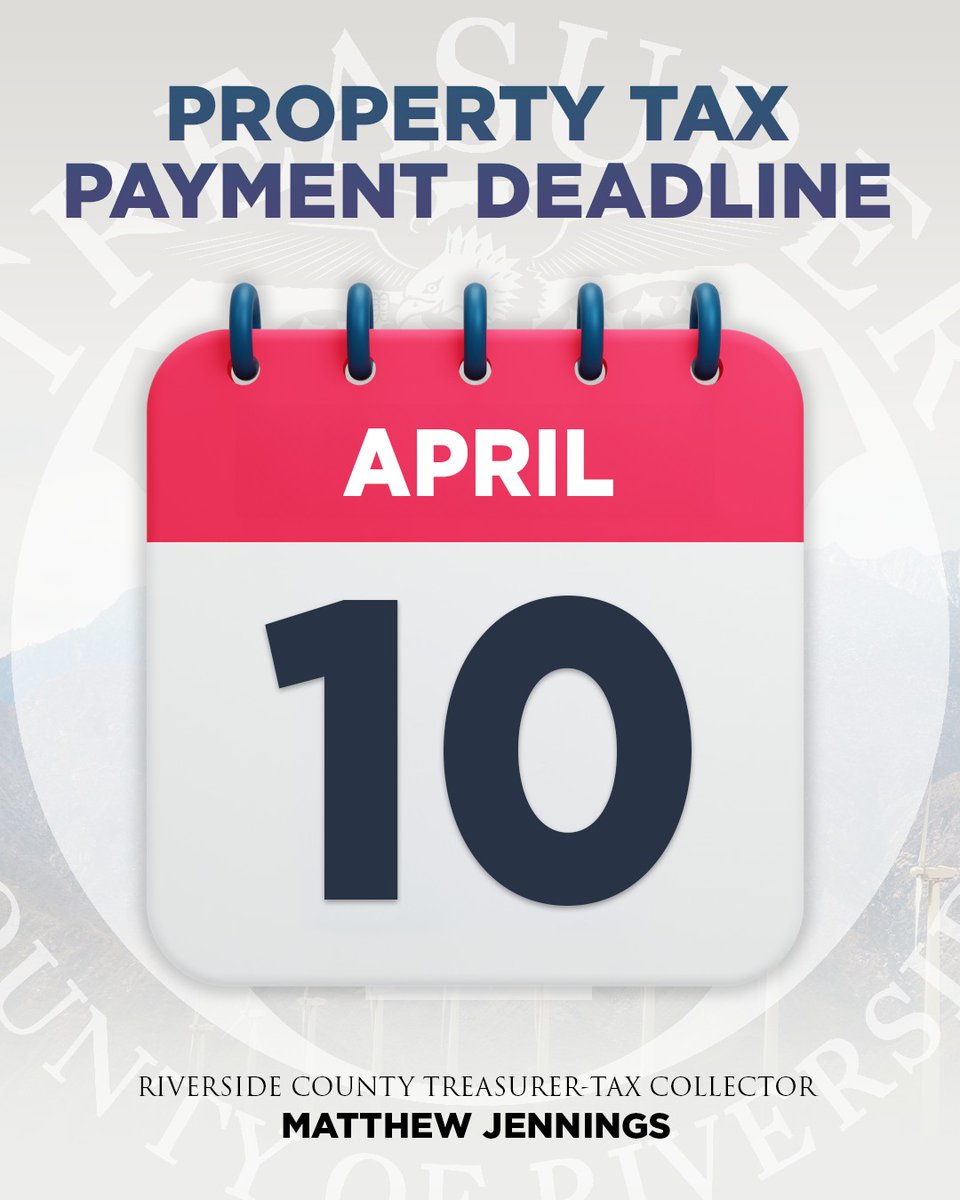 rivcottc's tweet photo. We are a few days away from the Friday, April 10th deadline to make the second installment payment without incurring penalties. Payment must be received by 5 p.m. https://t.co/LlN5gcSnD0