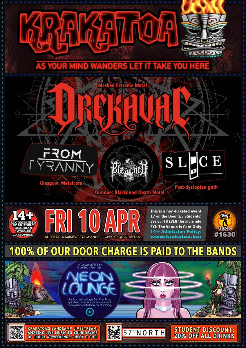 VolcanicTiki's tweet image. FRIDAY NIGHT!

#krakatoa #independent #venue #bar #live #music #bands #gigs #karaoke #gamesnights #eruptionbtb #neonlounge #djs #alternativemarkets #workerowned #cooperative #CIC #seeninthedeen #scotland