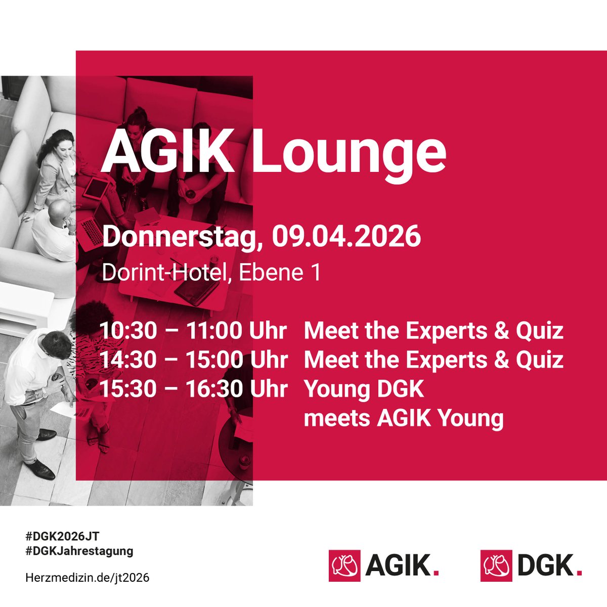 DGK_org's tweet photo. 🫀 Ab 10:30 Uhr auf der #DGKJahrestagung:
"Meet the Experts &amp; Quiz" in der @AGIKinterv Lounge
Wann? 10:30 - 11:00 Uhr
Wo? Dorint, Ebene 1 (gegenüber Saal 12)
Was? Meet the Experts &amp; Quiz-Fragerunde
#DGK2026JT #DGK #Kardiologie @O_Azizy_MD https://t.co/PeDaRWtUYP