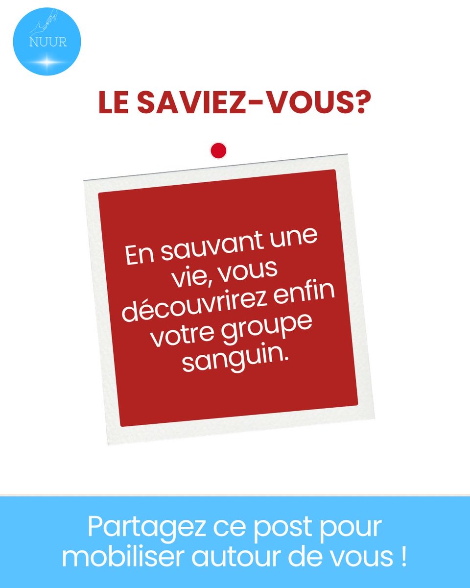 Nuurassociation's tweet image. Le don de sang, c’est simple, sûr et utile pour TOUS ! 🩸✨
Découvrez 3 bonnes raisons de sauter le pas en images. 👆🏾

📅 Samedi 11 avril à partir de 9h
📍 CNTS (Fann)

Passez le mot, sauvez des vies ! 🔄

#NUUR #DonDeSang #Solidarite #Sensibilisation