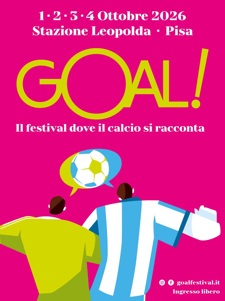 GoalIl58758's tweet photo. Torna 𝙂𝙊𝘼𝙇! 𝙄𝙡 𝙁𝙚𝙨𝙩𝙞𝙫𝙖𝙡 con la seconda edizione 📢

📆 SAVE THE DATE 📌
𝟭-𝟮-𝟯-𝟰 𝙊𝙩𝙩𝙤𝙗𝙧𝙚 𝟮𝟬𝟮𝟲 

Prenota il tuo posto 📲 https://t.co/bOgiY6SD7s

#GOALilFestival #storytelling #calcio https://t.co/dSTAvh9epd