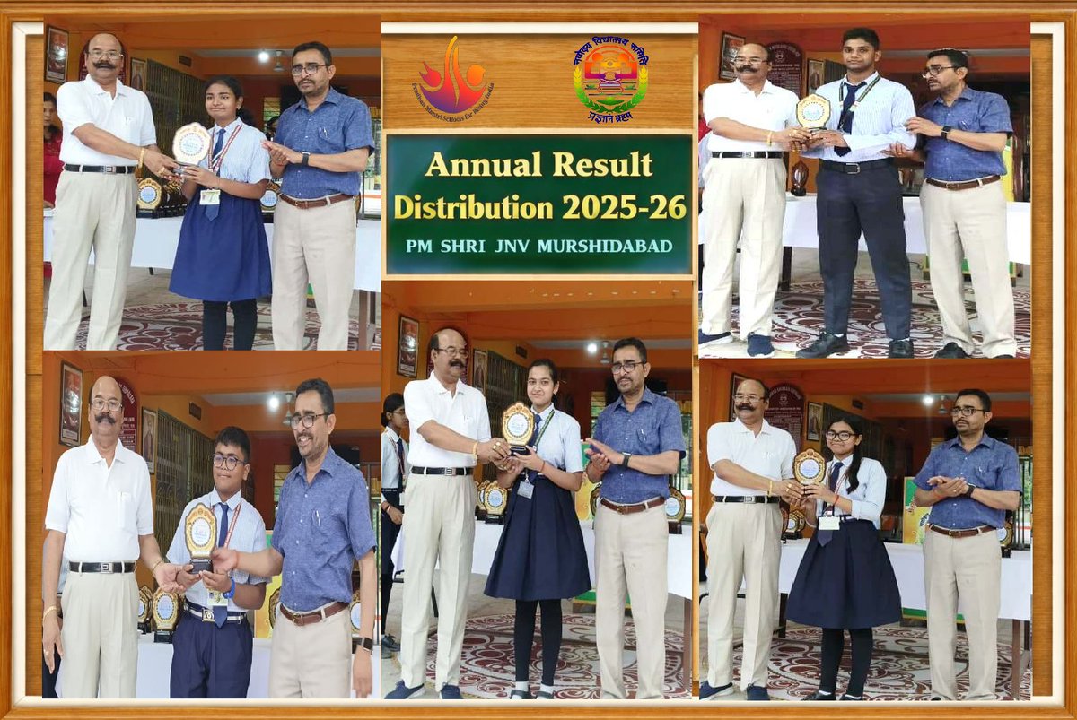Annual Result Distribution conducted in PM SHRI JNV MURSHIDABAD W.B  for the academic session 2025-26 #NVS  #JNV  
#AnnualResult  
#AcademicExcellence 
<a href="/NVS_HQ/">NVS INDIA</a> 
<a href="/EduMinOfIndia/">Ministry of Education</a>
