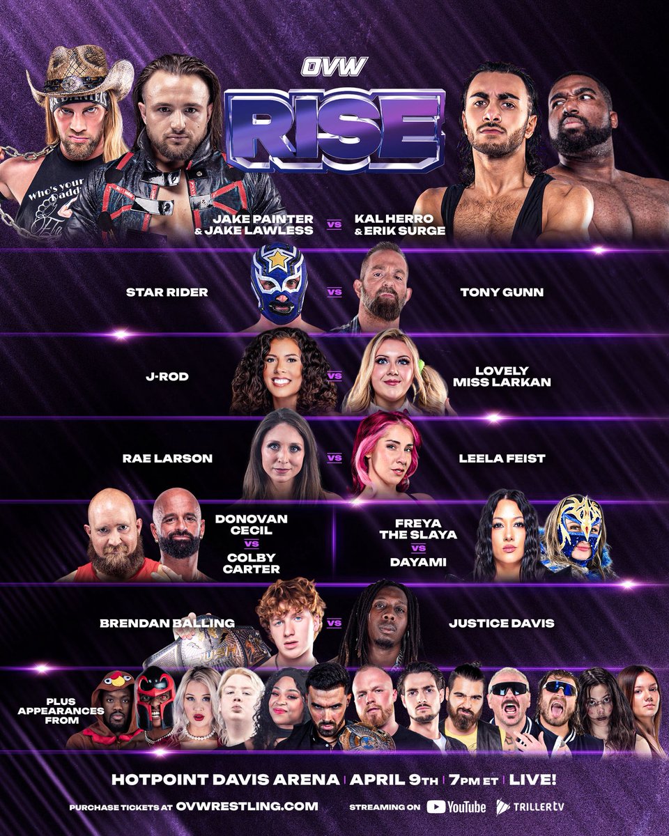ovwrestling's tweet photo. 🔥 This Thursday, the action comes alive at OVW Rise! 🔥

High-stakes matches, chaos, and big personalities await—tickets are going fast! 🎟️💥

📅 Thursday | 7 PM ET
📍 Hotpoint Davis Arena, Louisville, KY

Who’s ready for the mayhem? 👀⚡ https://t.co/DESClTxonN