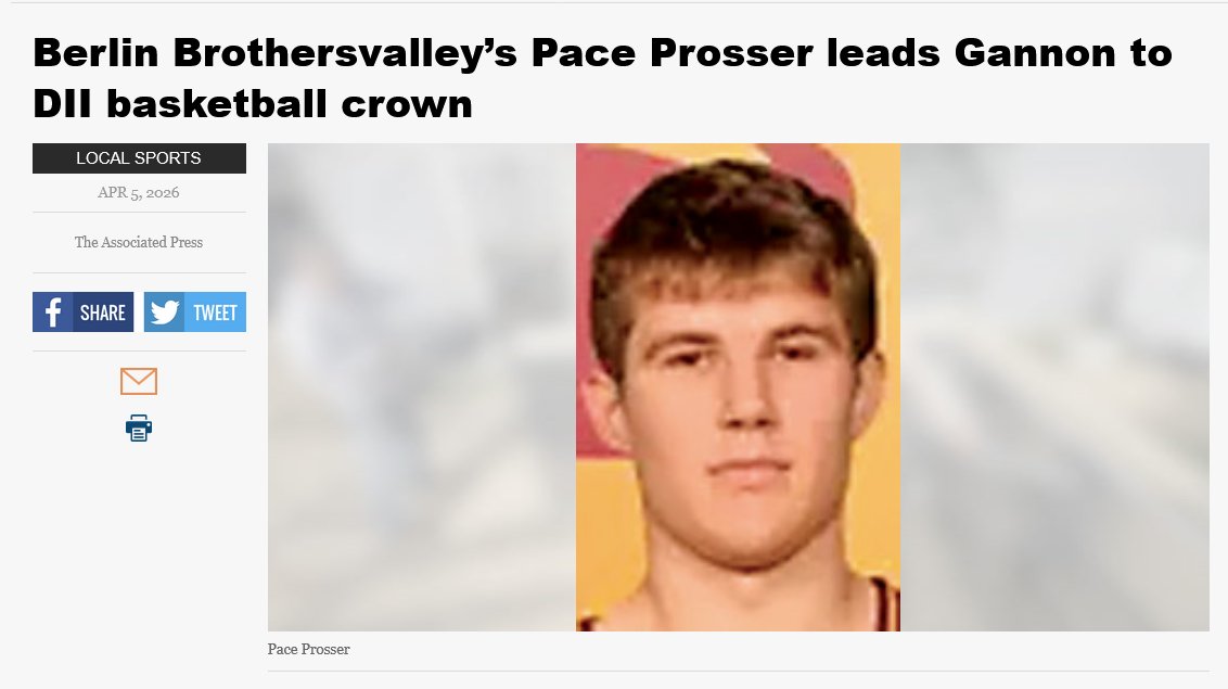 AltoonaMirrorPA's tweet photo. Pace Prosser, a 2024 Berlin Brothersvalley High School graduate, totaled 28 points and 11 rebounds and Gannon beat Lander 84-61 on Sunday to win the Division II Championship.
🔗https://t.co/CJCLP30yAW https://t.co/84grqofuVn