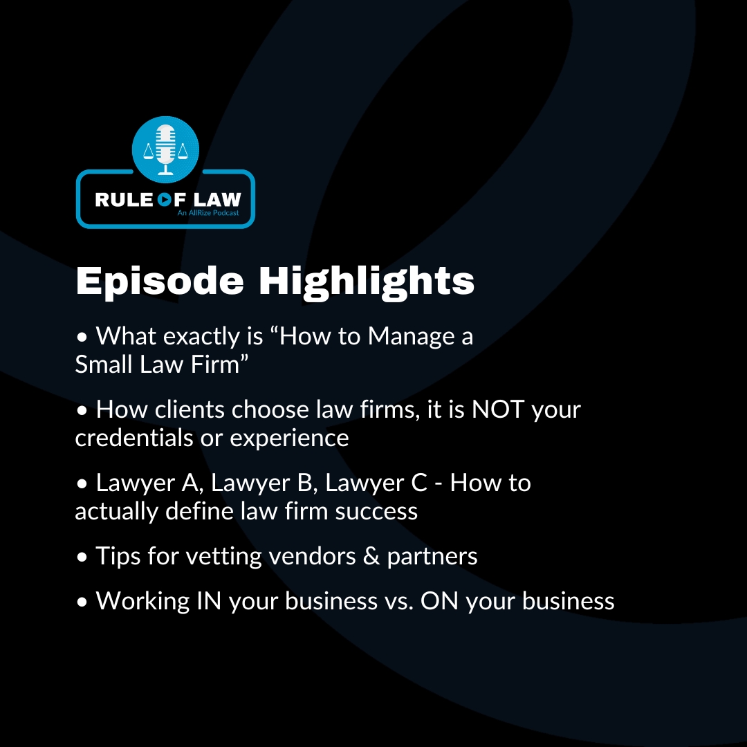 What does it actually take to build a successful law firm?

Hint: it’s not working more hours or sacrificing your life.

In this episode with RJon Robins, we break down how to define success beyond revenue, the difference between working in your business versus on it, and where