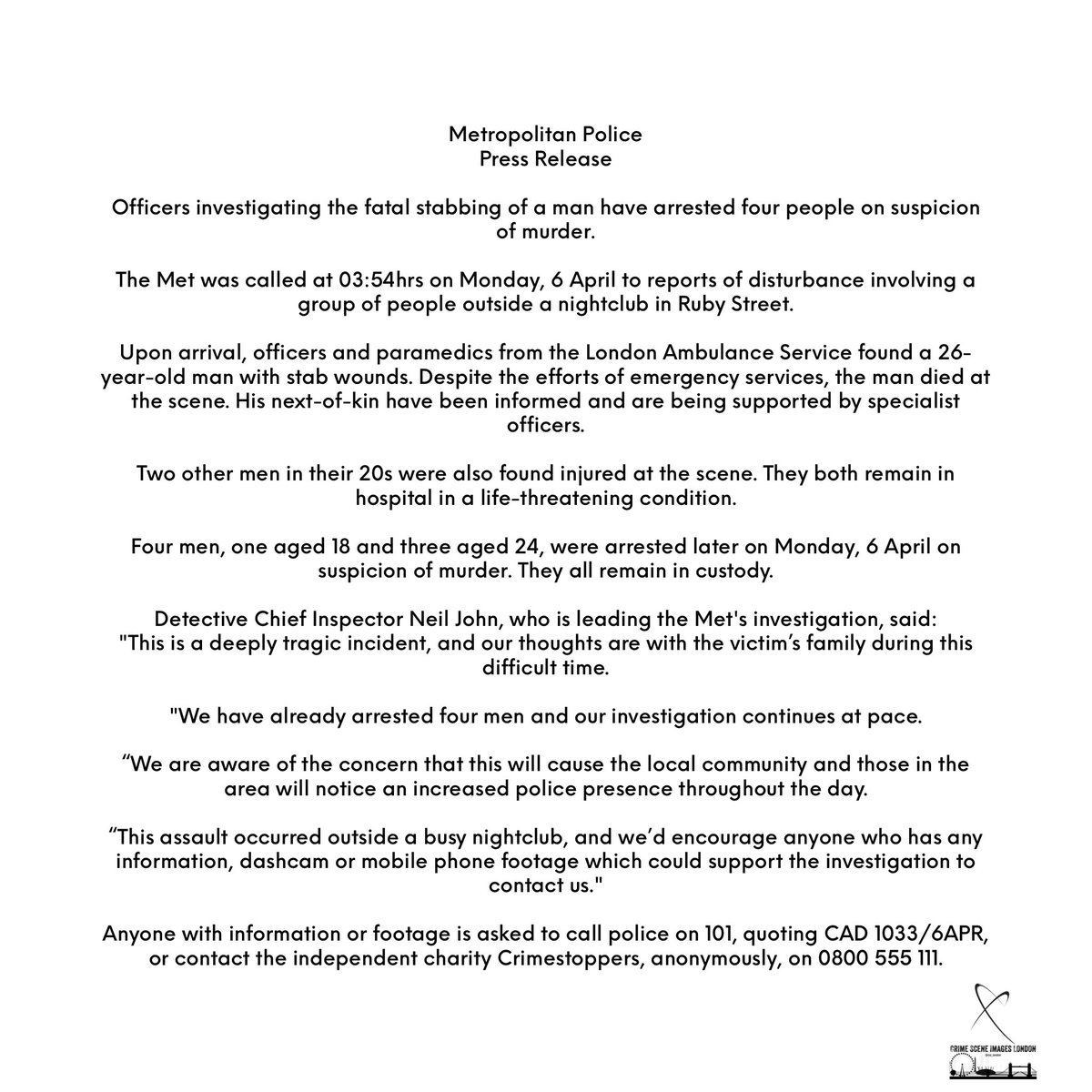 Crime Scene Images London tweet media