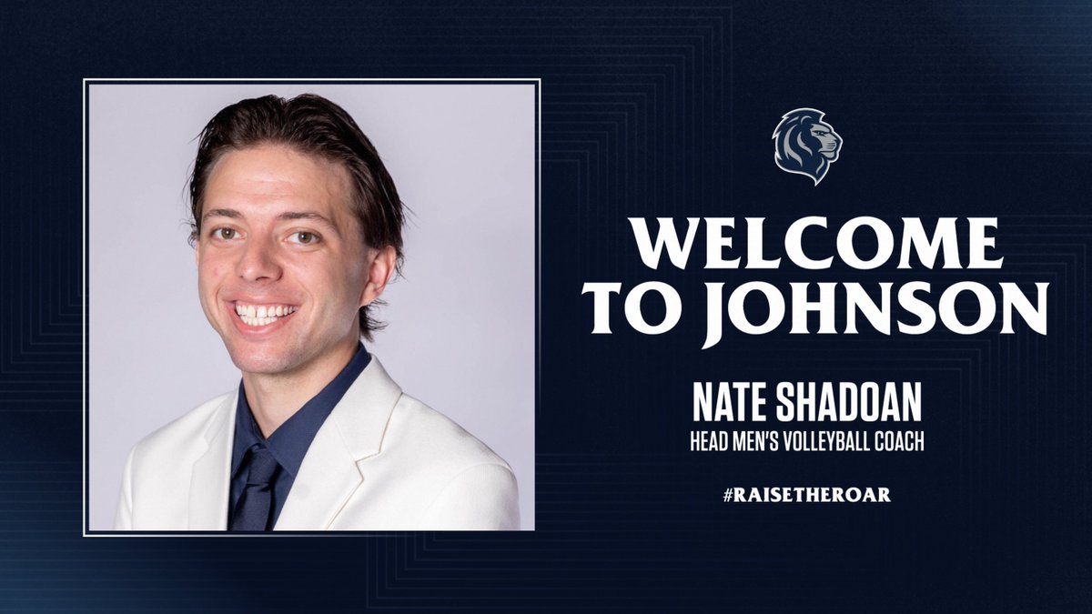 JohnsonRoyals's tweet photo. 🦁NEW HIRE🦁

We are so excited to welcome Nate Shadoan as our new Head Men’s Volleyball Coach! Welcome to the Royal Family!

Read the full article at https://t.co/Tv7kTunlT2 

#RaiseTheRoar https://t.co/AMeVqTgyFI