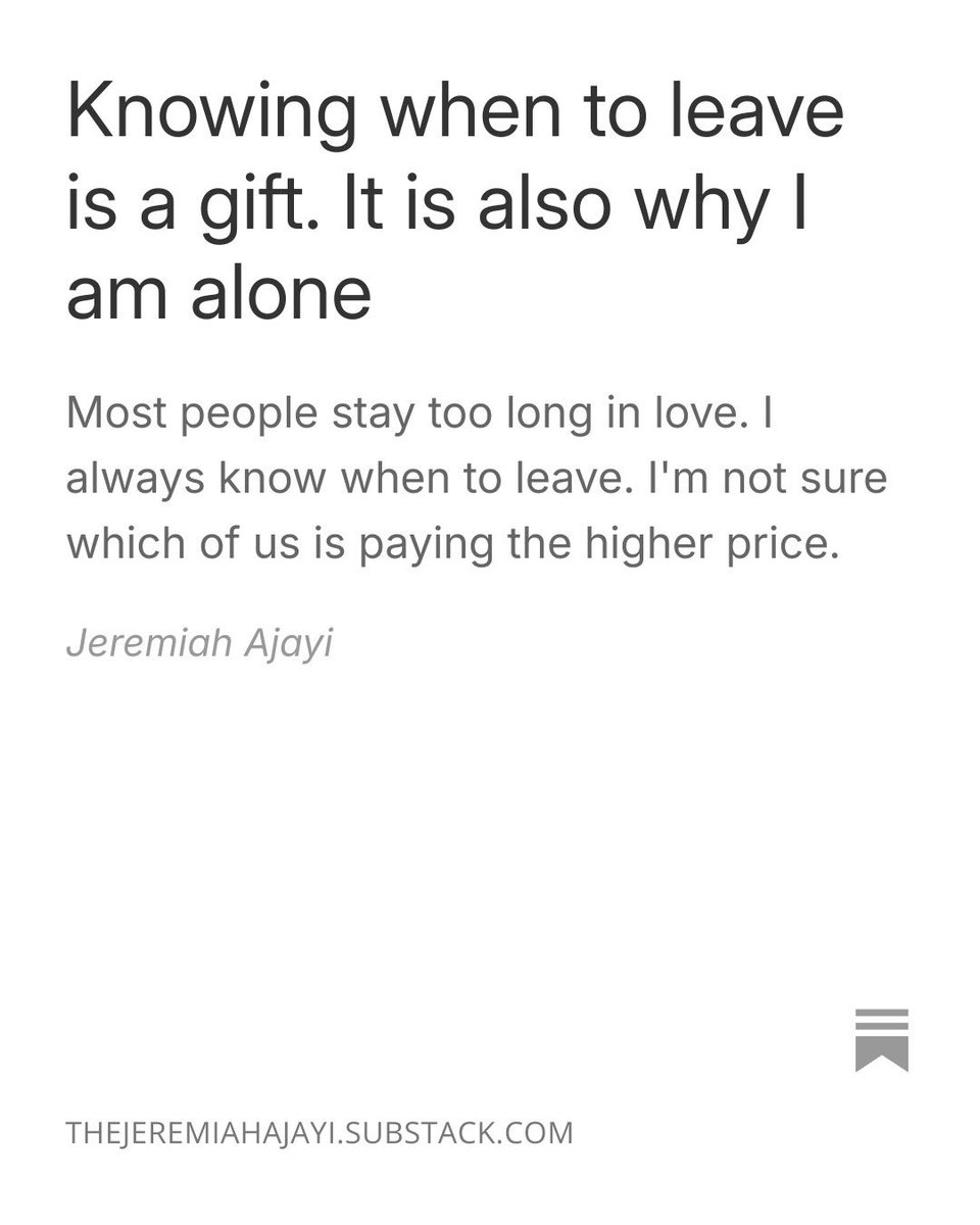 jeremiahajayi_'s tweet photo. i've been single for 4 years. 

i've walked away from more people than i can justify. and last month, i blocked someone i was ready to call my partner.

i wrote an essay about it. about whether the part of me that always sees it coming is protecting me or just keeping me alone.

https://t.co/S9PDLBXcSs