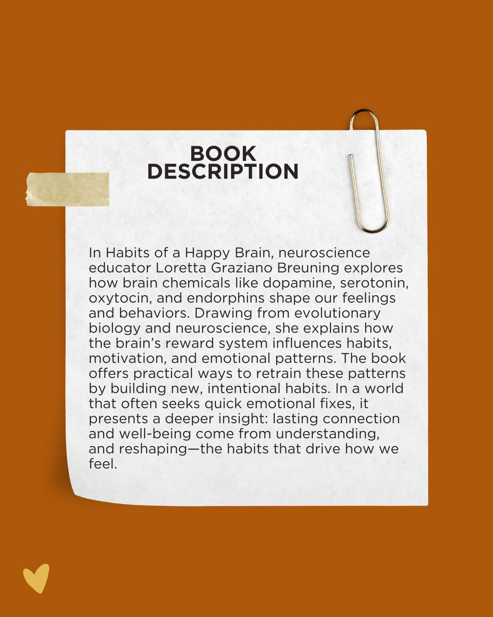 LGlobalAction's tweet photo. 📖 Read to Be Understood

Your feelings aren’t random; they’re patterns your brain learned.

In Habits of a Happy Brain, Loretta Breuning shows that connection begins when you reshape those patterns.

#ReadToBeUnderstood #LonelinessAction #Neuroscience https://t.co/KMnZiwkBU9