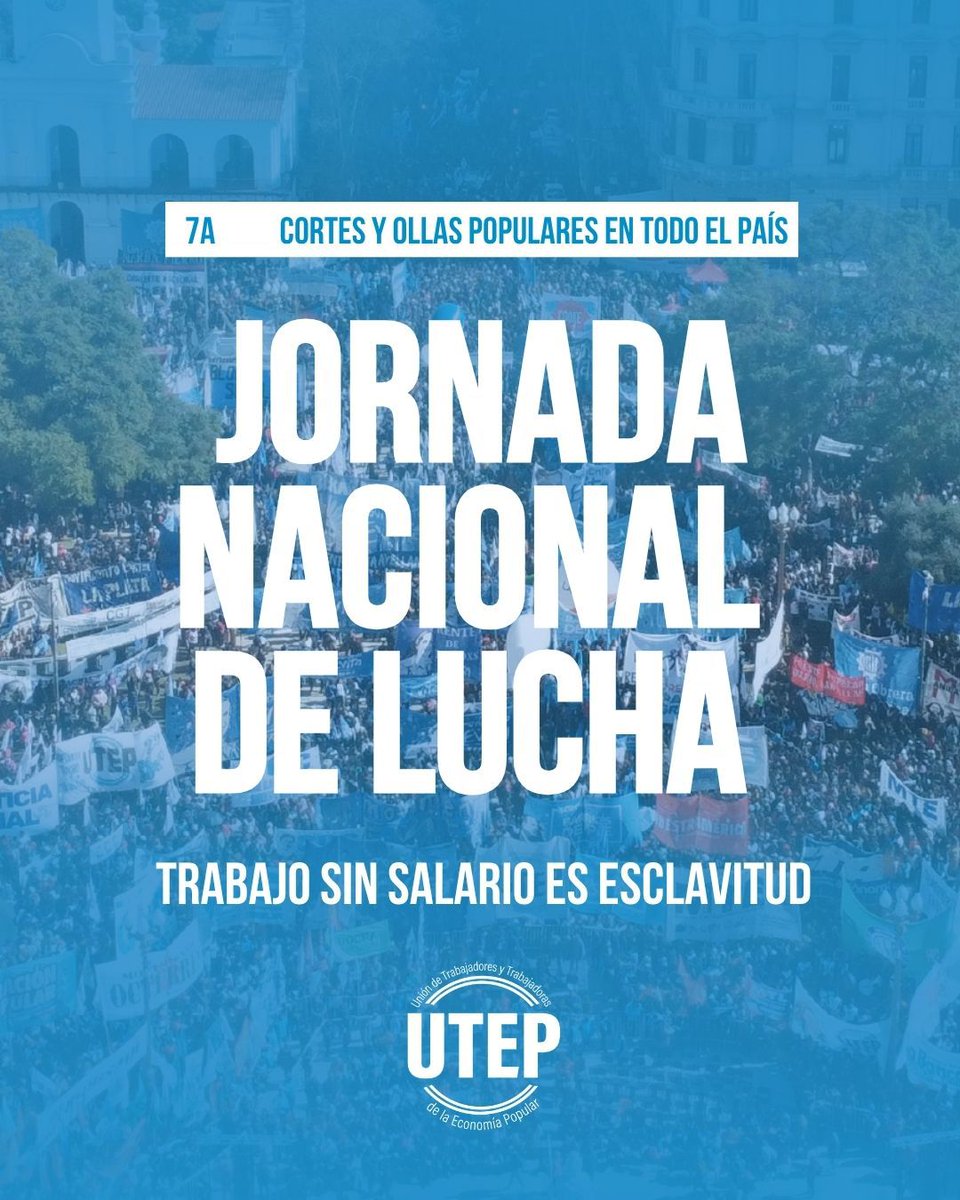 El martes 7 volvemos a la calle en defensa del Salario Social Complementario.
Ante su eliminación, habrá cortes y ollas populares en todo el país.
Sin justicia social no habrá paz social en la Argentina.