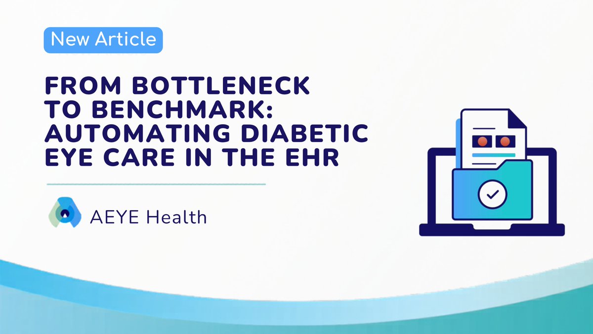 AeyeHealth's tweet photo. 𝗗𝗶𝗮𝗯𝗲𝘁𝗶𝗰 𝗿𝗲𝘁𝗶𝗻𝗼𝗽𝗮𝘁𝗵𝘆 𝗿𝗲𝗺𝗮𝗶𝗻𝘀 𝘁𝗵𝗲 𝗹𝗲𝗮𝗱𝗶𝗻𝗴 𝗰𝗮𝘂𝘀𝗲 𝗼𝗳 𝗽𝗿𝗲𝘃𝗲𝗻𝘁𝗮𝗯𝗹𝗲 𝘃𝗶𝘀𝗶𝗼𝗻 𝗹𝗼𝘀𝘀 - 𝘆𝗲𝘁 𝗺𝗶𝗹𝗹𝗶𝗼𝗻𝘀 𝗼𝗳 𝗽𝗮𝘁𝗶𝗲𝗻𝘁𝘀 𝘀𝘁𝗶𝗹𝗹 𝗺𝗶𝘀𝘀 𝘁𝗵𝗲𝗶𝗿 𝗮𝗻𝗻𝘂𝗮𝗹 𝘀𝗰𝗿𝗲𝗲𝗻𝗶𝗻𝗴.

Not due to lack of awareness, but due to workflow.
The challenge is not clinical knowledge - it is operational execution.
Too many steps. Too many handoffs. 
Too many missed opportunities.

Traditional screening depends on external referrals, additional appointments, and disconnected coordination between primary care and eye care. The result is a “specialist bottleneck” that delays diagnosis and leaves the care gap wide open.

By embedding AI screening directly into the patient’s charts, screening becomes part of routine clinical workflow rather than a separate process.
AEYE-DS transforms the process by embedding FDA-cleared autonomous AI technology directly into the patient’s chart. Screening becomes part of the routine visit, not a separate hurdle. 

When AEYE-DS integrates into Epic and other major EHRs, a complex referral process becomes a seamless 1-minute exam. This rapid screening requires just one image per eye and produces instant diagnostic results at the point of care. Every step is automated, from documentation in the patient chart, triggering instant referrals when required, and CPT 92229 billing - enabling care gap closure and HEDIS measure improvement.

𝗥𝗲𝗮𝗱 𝗵𝗼𝘄 𝘁𝗼 𝗺𝗼𝘃𝗲 𝗳𝗿𝗼𝗺 𝗯𝗼𝘁𝘁𝗹𝗲𝗻𝗲𝗰𝗸 𝘁𝗼 𝗯𝗲𝗻𝗰𝗵𝗺𝗮𝗿𝗸: https://t.co/Pds9LnkBWI
