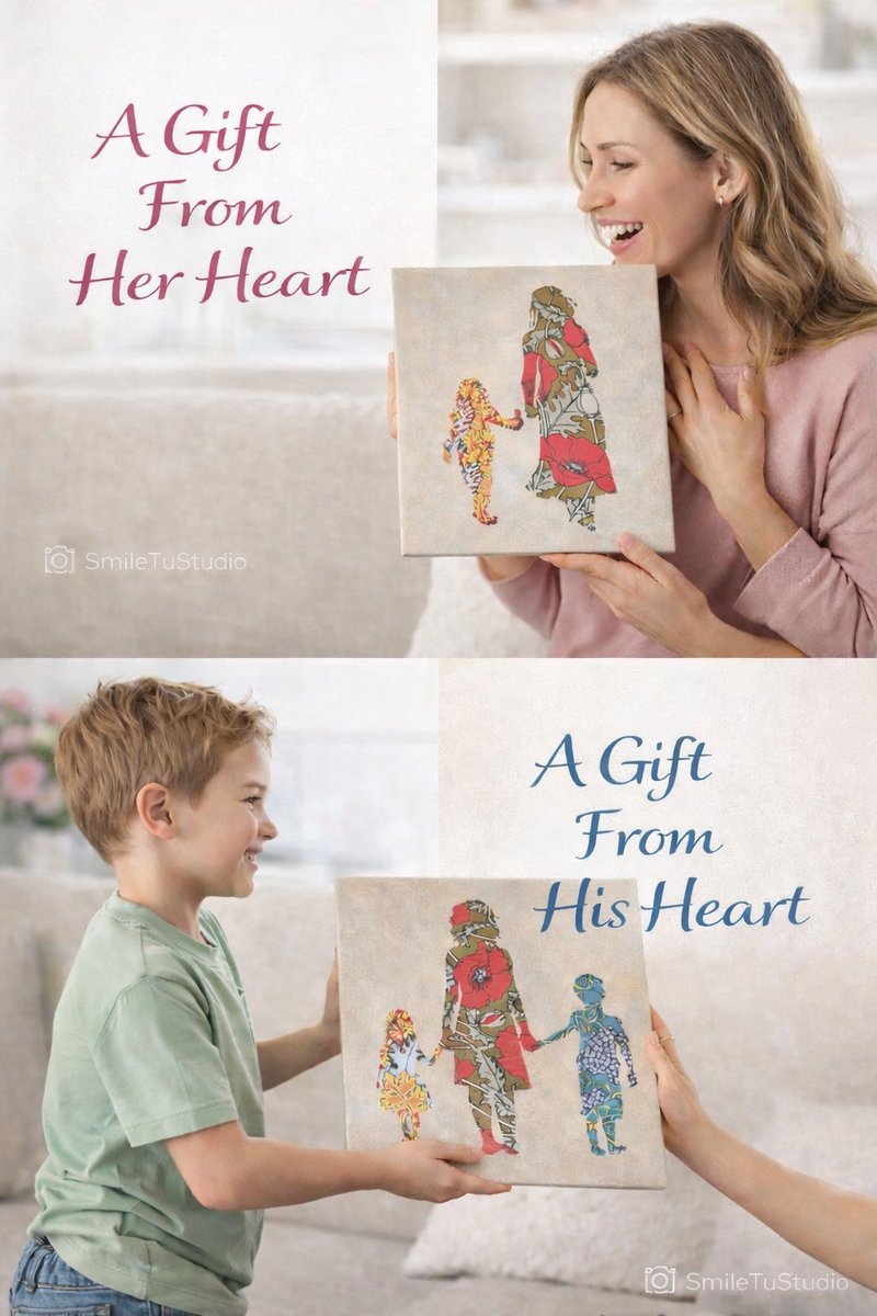 Smiletuinc's tweet photo. Easter may be over… but love like this lasts forever 🌷
Celebrate Mom with something truly meaningful.

My Mother &amp; Child collage collection is now live on Etsy 💛
https://t.co/KrWzMFbLvb 
#MothersDayGift #HandmadeArt #MeaningfulGifts https://t.co/8OdjJKrnwL