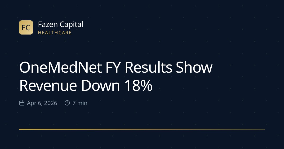 fazencapital's tweet image. OneMedNet FY Results Show Revenue Down 18%: OneMedNet reported FY revenue of $42.3M (down 18% YoY) and a $12.4M net loss on Apr 6, 2026; cash was $9.1M, raising… dlvr.it/TRv96m 👈 Read full analysis #OneMedNet #FYResults #RevenueDecline #FinancialResults #Investing