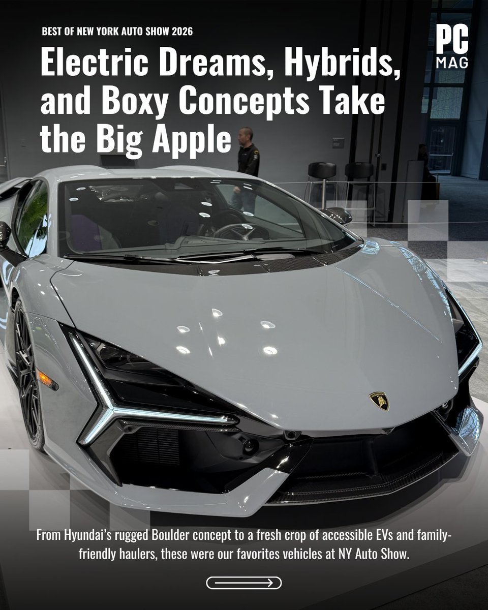 PCMag's tweet image. The 2026 #NewYorkAutoShow delivered major surprises – and we rounded up our favorites.

From Hyundai's rugged Boulder concept loaded with digital off-road tech to the latest accessible EVs and premium family haulers, the future of driving is looking bright. 🚗⚡

#RSAC #CarTech