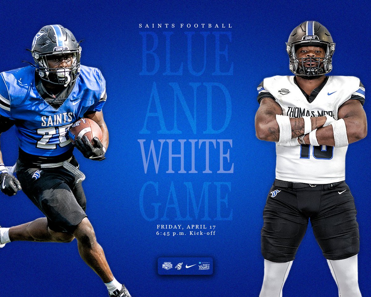 TMU_Football's tweet image. The Time Has Come!!

📅 April 17, 2026
⏰6:45 pm
📍Republic Bank Field, Crestview Hills, Ky 

Come Support Your 2026 Thomas More Saints Football Team, Free Family Fun Under The Lights!

🔵◼️🏈◼️🔵

#EarnIt #UnderTheLights #RollSaints