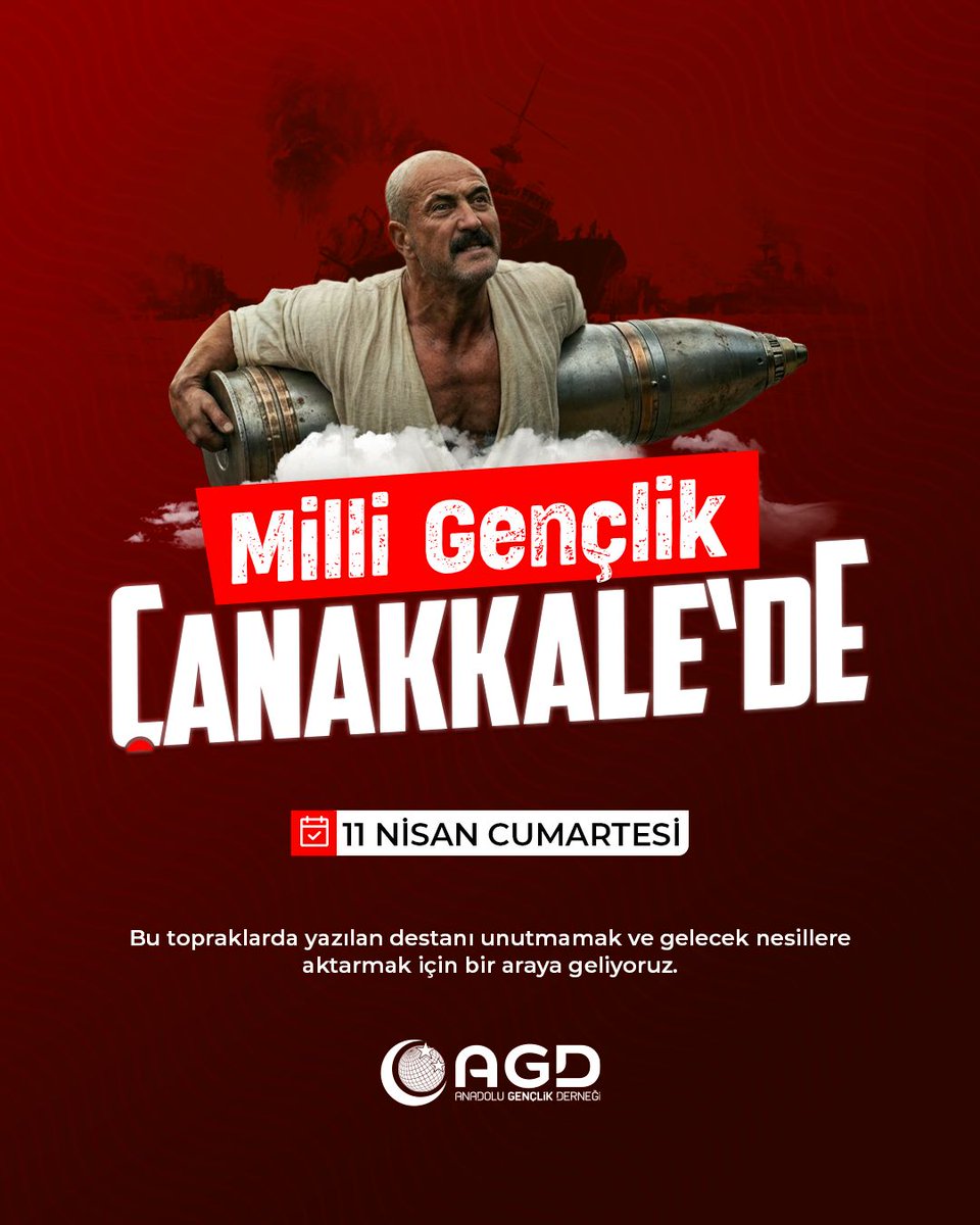 📍 MİLLİ GENÇLİK ÇANAKKALE'DE 🇹🇷

🇹🇷 Bu topraklarda yazılan destanı unutmamak ve gelecek nesillere aktarmak için bir araya geliyoruz.

🗓 11 Nisan Cumartesi

#ÇanakkaleGeçilmez 
#BirYıldızınİzinde