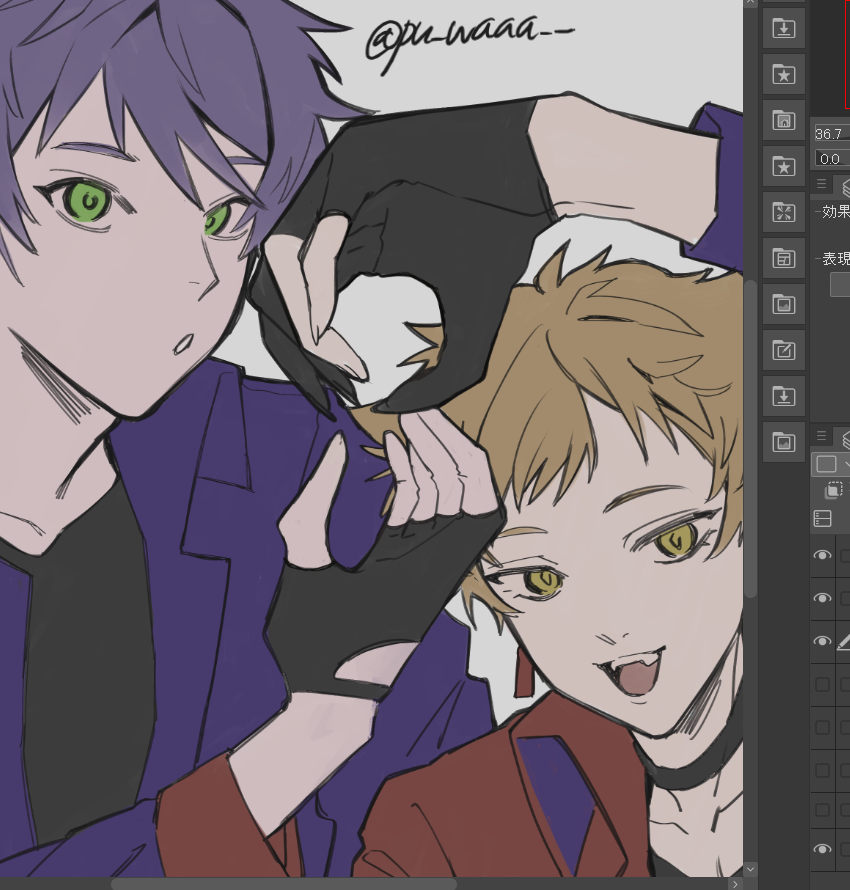 てかちょうど今描いてた周年絵がこれで😭