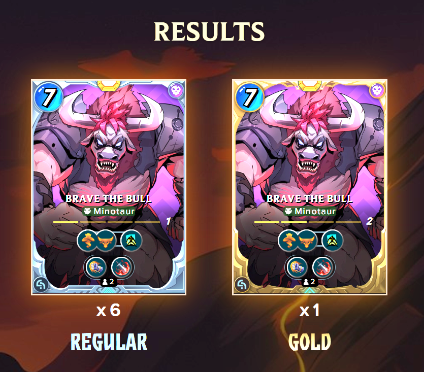 mattnyy84's tweet image. Really wanted one of these to be black, but beat the projected odds of 5 cards so not shabby! One of the coolest looking archons in the game imo! 🐂🐂🐂

#splinterlands #tcg #web3gaming