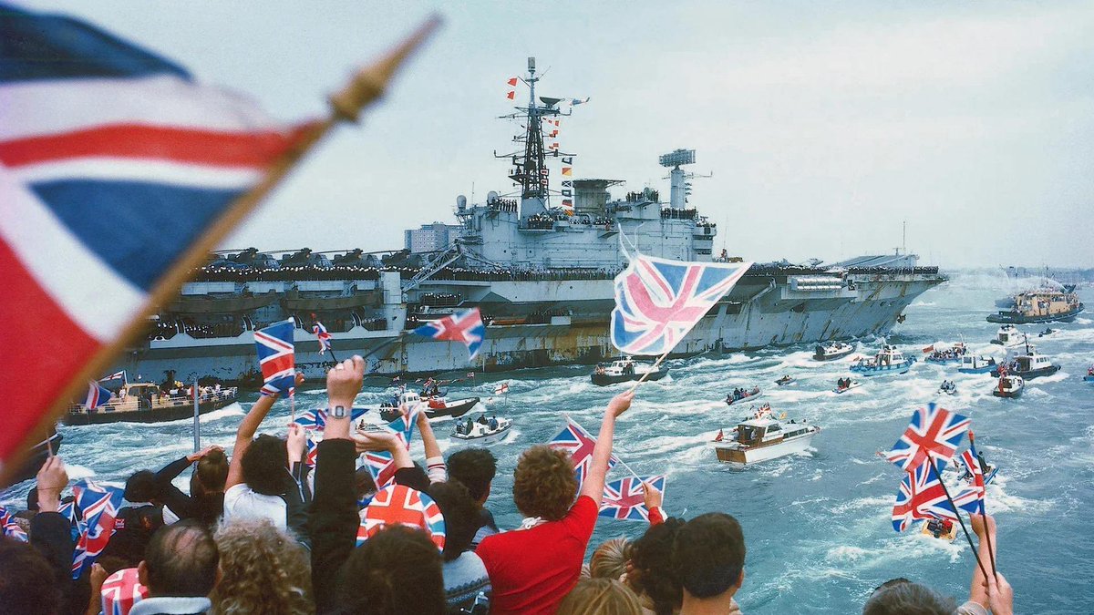 HMS Hermes Returns to Portsmouth After a British Victory in the Falklands War (21 July 1982)