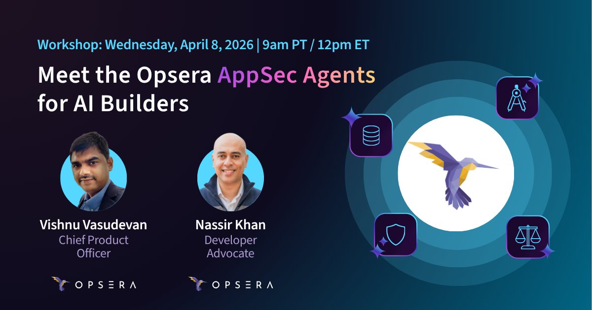 opseraio's tweet photo. Join our workshop on April 8th to see how we’re shifting left by bringing autonomous security, compliance, and governance directly into the IDE. Get to see the AppSec Agents in action!

‼️ Register here: https://t.co/WokXHgFD8I https://t.co/fiyqvbdvh8