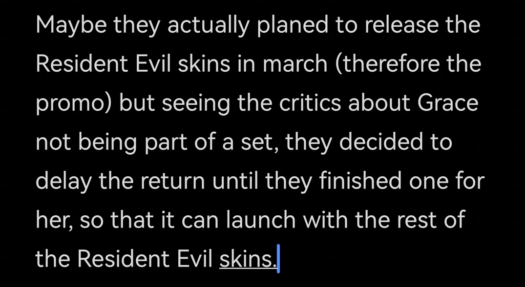 My partner and I just had a talk about why epic and capcom decided so stupid when it comes to the RE return in Fortnite. And we sort of created a little theory.
I don't know if it might be possible but at least it gives hope

But nonetheless: #BringBackResidentEvilToTheItemShop !