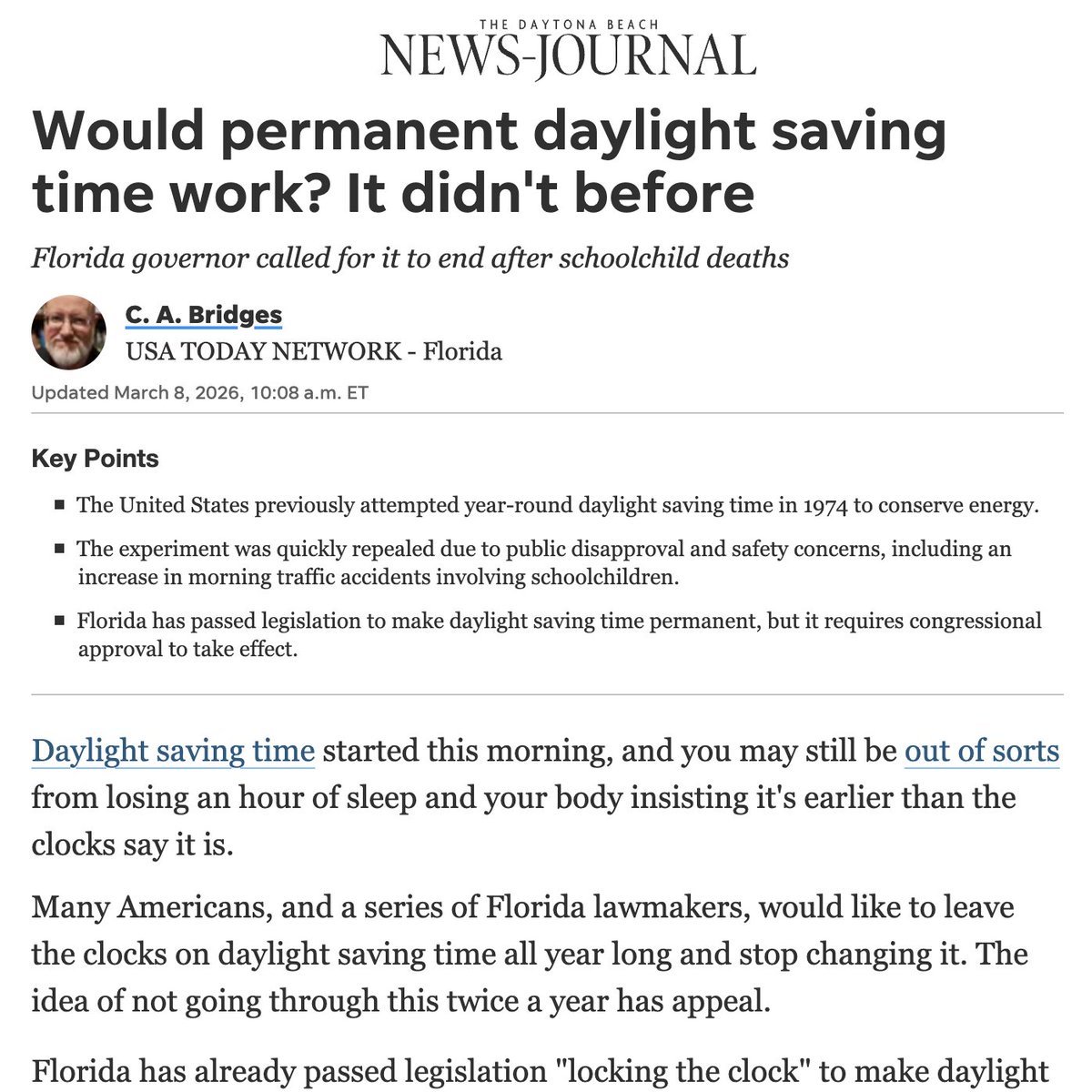 “Eight Florida schoolchildren were killed in accidents compared to two in the same time period the year before.”