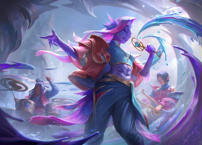 Harmonized trio MtG: Secrets of Strixhaven AD: Ovidio Cartagena I was so happy to paint a singing merfolk lady and her bandmates, thank you so much for trusting me with them!