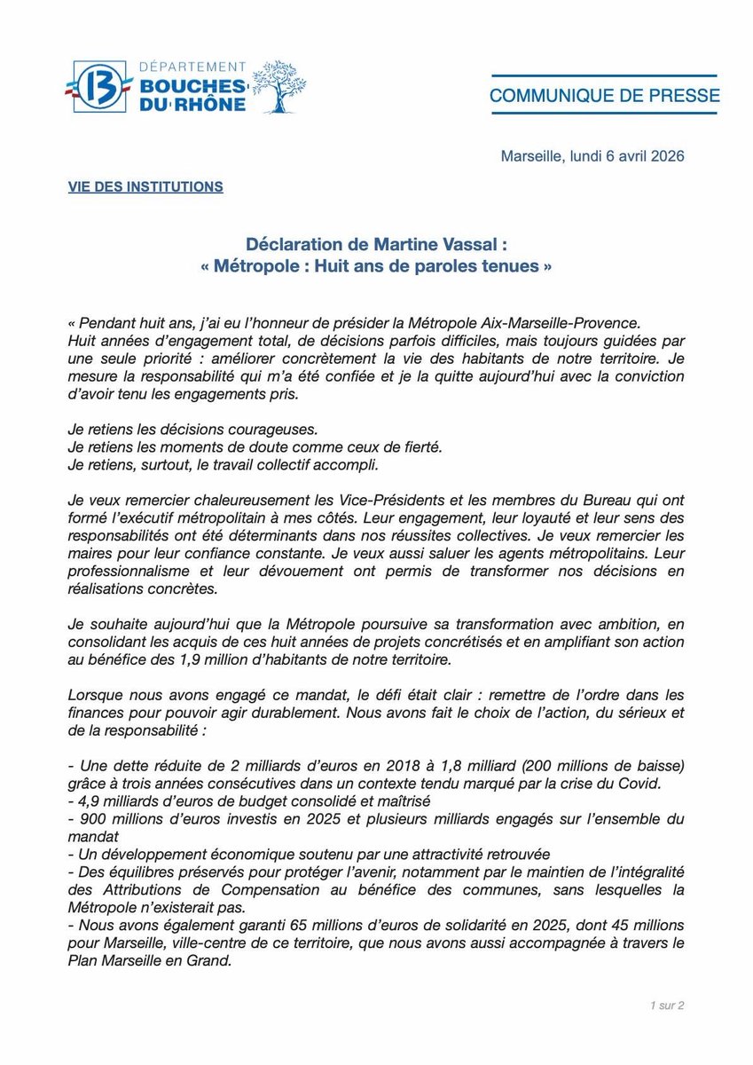 Martine Vassal tweet media