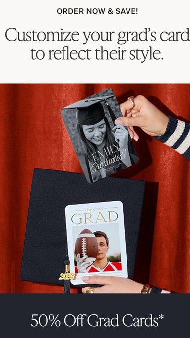 MomsWhoSave's tweet image. Last day for this deal! ⏰

🔥 Create your custom graduation announcements &amp;amp; SAVE 50%! 🔥

GO ➡️➡️ brandcycle.shop/0wbiq

#deals #graduation