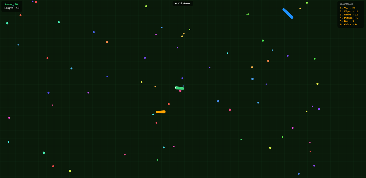 WillMonteiroFX's tweet photo. Aqui ele criou o clássico jogo @slitherio com Websocket e Canvas, jogável. https://t.co/oMux0LMeEw
