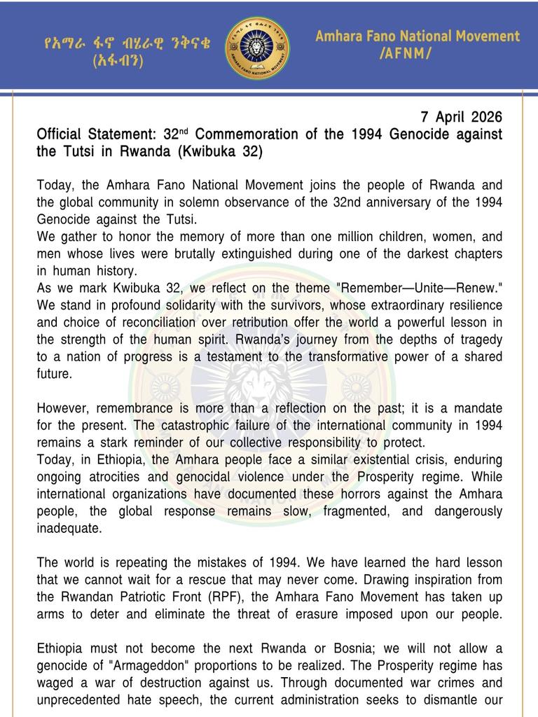 Amhara Fano National Movement - Foreign Affairs tweet media