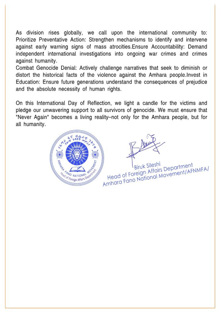 Amhara Fano National Movement - Foreign Affairs tweet media