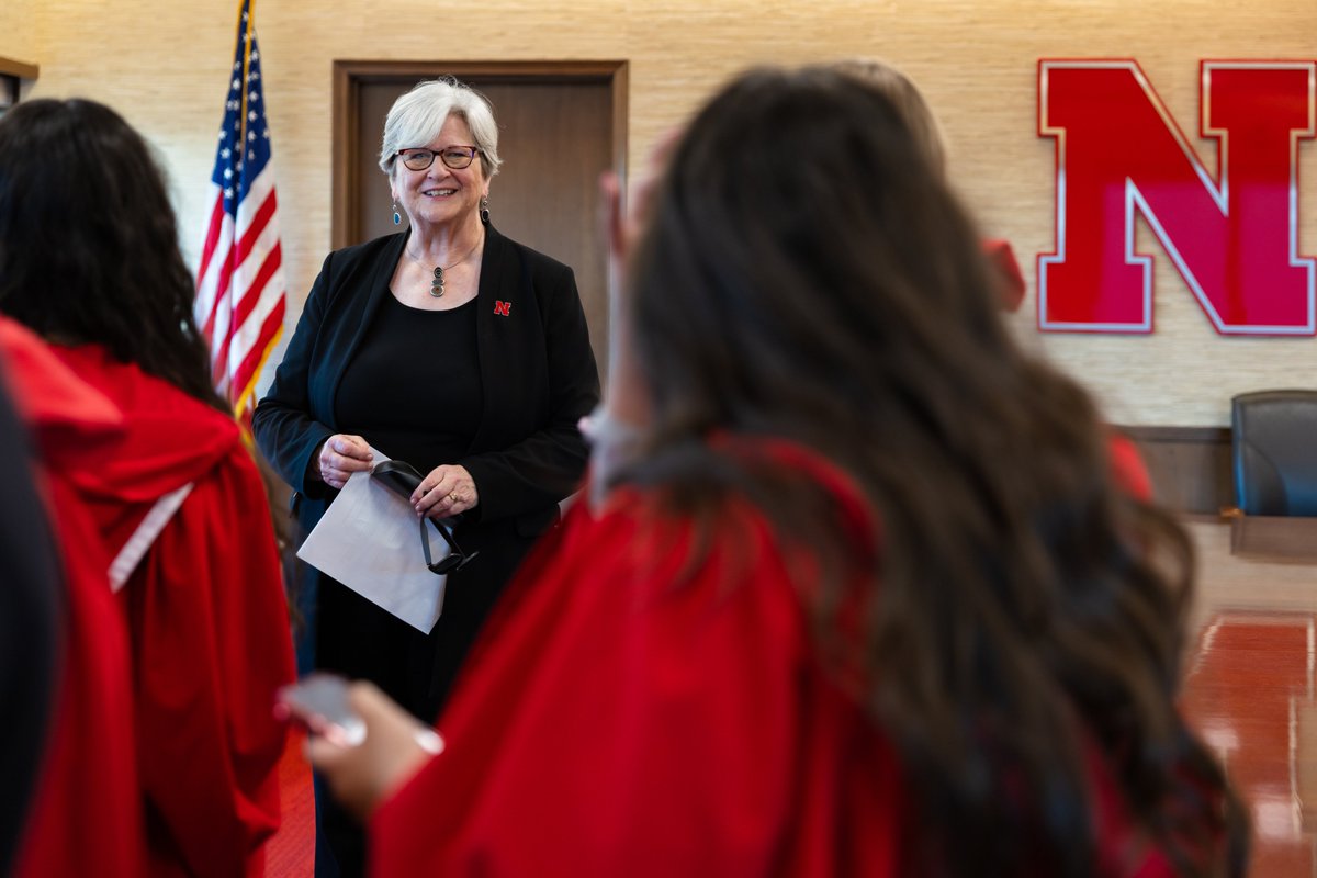 UNLChancellor's tweet photo. Connecting with our students is one of my favorite parts of being Chancellor. This month, I was inducted into the Innocents Society, the Chancellor’s senior honorary at @UNLincoln. Looking forward to celebrating their newest class of members at Ivy Day this weekend. https://t.co/bDdHaTukvz