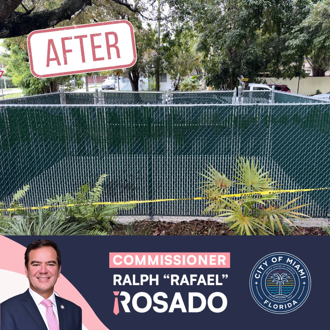ralphrosado305's tweet photo. Small fixes. Big impact. Community pride in action. #MiamiMakeoverMonday
Â
Email requests to D4@miami.gov or call (305) 250-5420
Â
...
PequeĂąos arreglos. Gran impacto. Orgullosamente mejorando a nuestra comunidad. #MiamiMakeoverMonday
Â
EnvĂa tus solicitudes de mejoras a D4@miami.gov o llama al (305) 250-5420