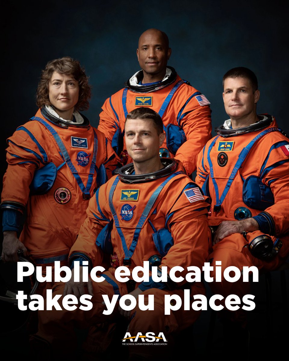 AASAHQ's tweet image. Today, as the @NASAArtemis crew travels farther from Earth than any humans in history, it’s worth noting where many of their journeys began.

Three of the four astronauts started in U.S. public schools.

📸 credit: @NASA 

#PublicSchoolProud #STEM #FutureReady (1/2)