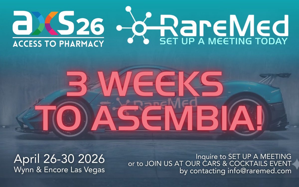 Rare_Med's tweet photo. Only 3 weeks to go!

Join us at Asembia's AXS26 Summit to learn how RareMed can transform, elevate and launch your complex condition therapies and patient support programs.

Email info@raremed.com to set up an individual meeting with us.

https://t.co/gRDFVUDRaR https://t.co/9eoQ4D6xTW