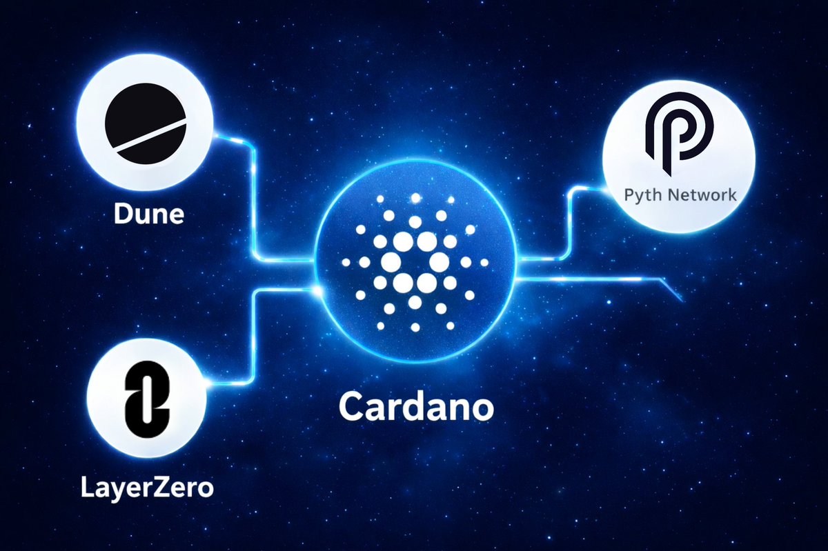 Cryptofly777's tweet photo. We're seeing some steady progress across Cardano's technical stack:

> Dune integration is live, making on-chain analytics and dashboard creation accessible to the community (check it out, it’s pretty neat) 

> Pyth Network integration is targeting an early Q2 launch, with smart contracts complete and audits underway

> LayerZero is working to connect Cardano with 160+ ecosystems, with a strong focus on architecture and design quality

I like where this is going 💙
