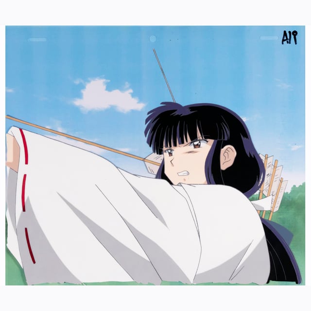 Another non-matching bg Kikyo cel. This one really has us thinking that perhaps it might be a full reproduction/fan cel.

💥What do you think?🤔 💭

#桔梗