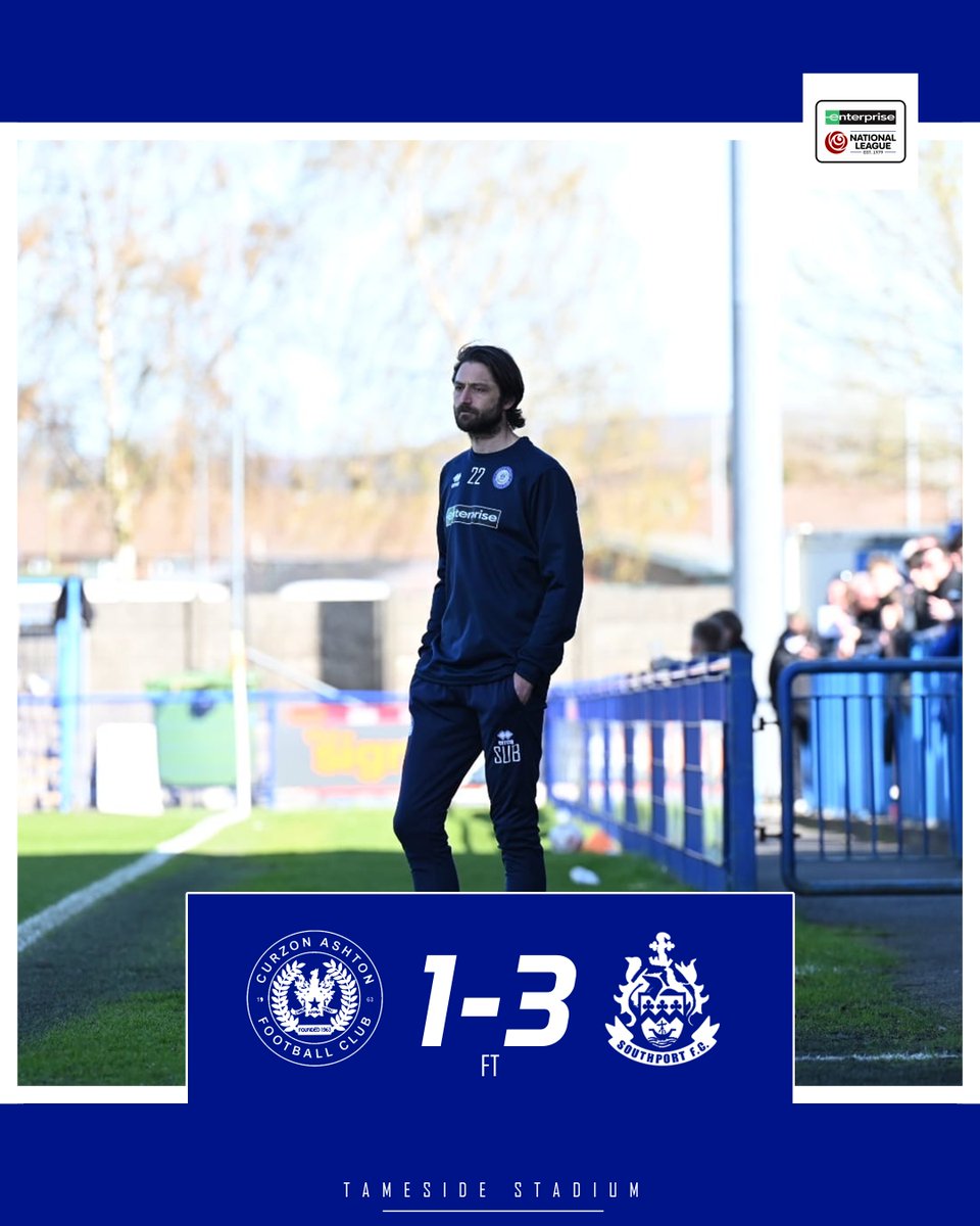 CurzonAshton's tweet photo. ⏱️90+7' 𝗙𝗨𝗟𝗟 𝗧𝗜𝗠𝗘
Defeat against The Sandgrounders this afternoon.
💙1-3💛
📻https://t.co/UZz2rbwmBf
#UTN | #TheNash https://t.co/1VXLKlwJBz