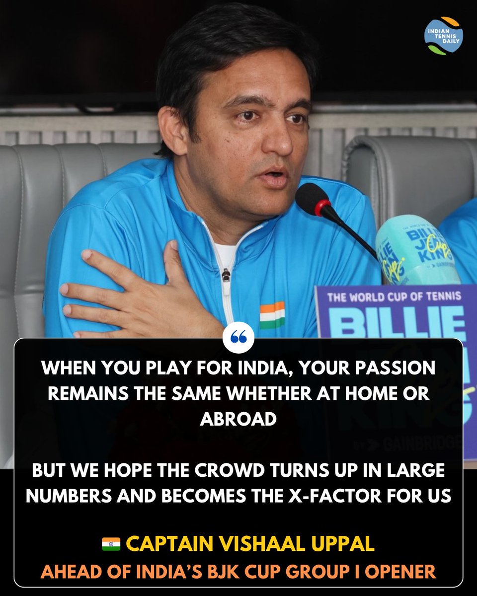 BJK Cup Group I (Asia / Oceania):

Ahead of India's opening tie against Thailand, Captain Vishaal Uppal invites the New Delhi crowd to turn up in numbers and back Team India 🇮🇳

📸: DLTA