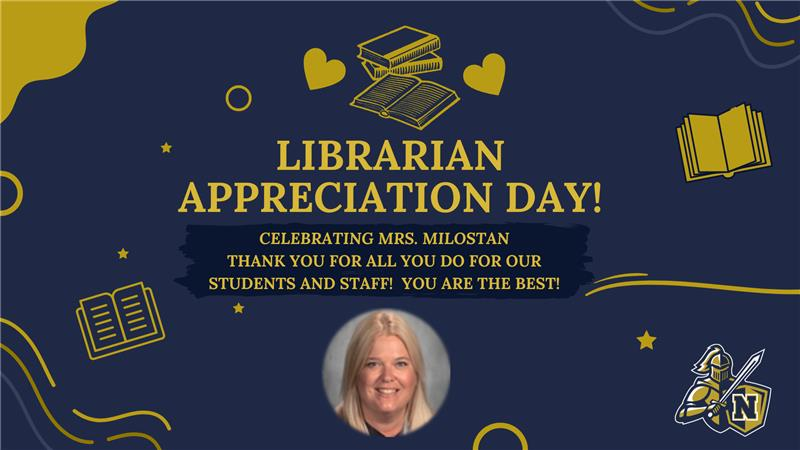 Norwell_MS's tweet photo. Happy Librarians Appreciation Day! We're so thankful for Mrs. Milostan! https://t.co/Vx0qP4JvFg