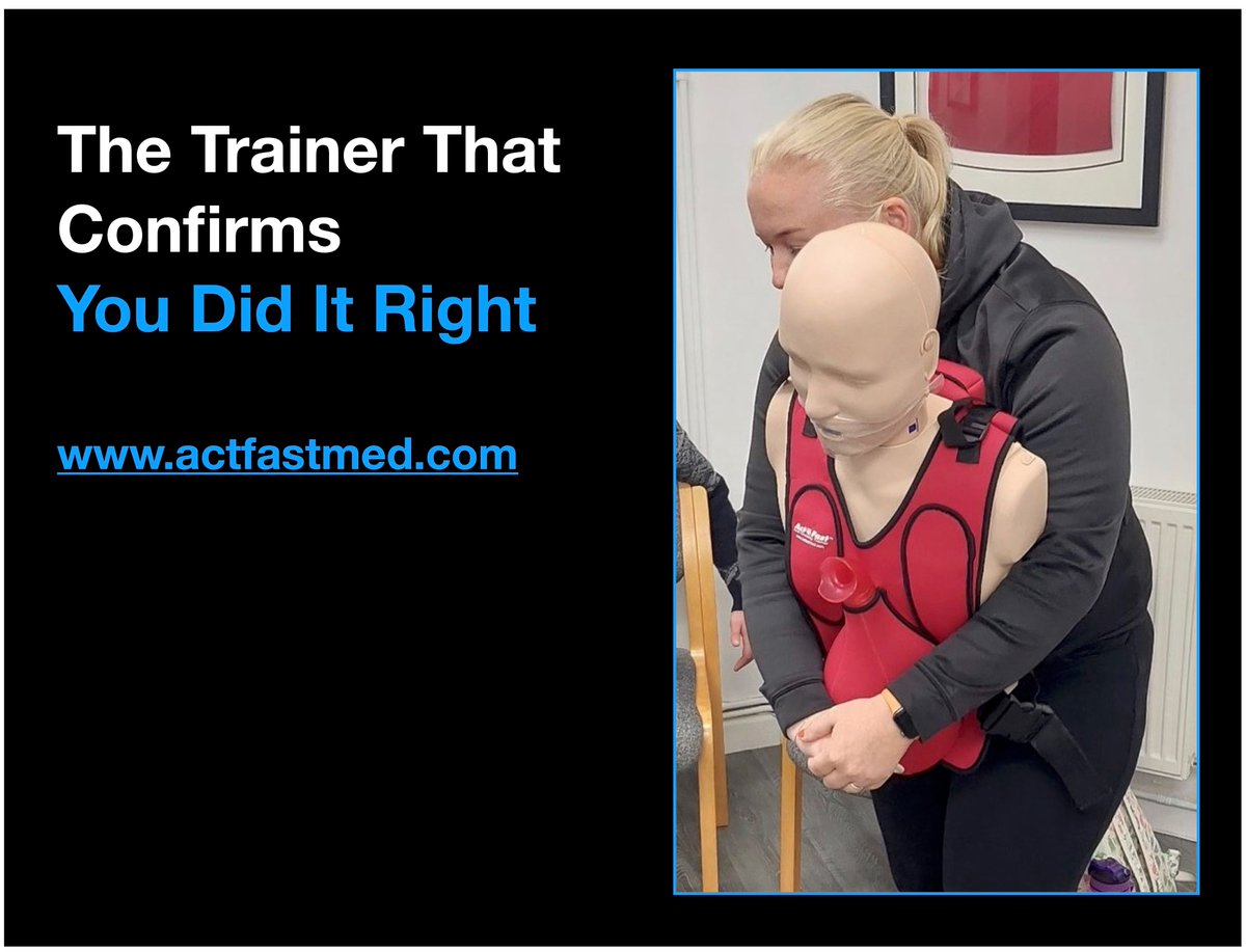 actfastmed's tweet photo. Why Simulation Training Beats Lecture Alone
 Research in CPR, trauma care, and first aid shows that skills learned through hands-on practice are retained longer and performed more accurately than those learned through lectures alone. For choking rescue, this difference is critical. Someone who has physically practiced the Heimlich maneuver—feeling the proper force and placement, and seeing the plug eject—encodes the skill far more effectively than someone who only watched a demonstration.