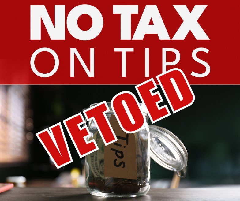 RepRonTusler's tweet image. Governor Evers just vetoed my no tax tips bill.

I cannot express how disappointed I am in Evers. He said in his Biennial Budget address last year that he wanted no tax on tips. Now, he completely abandons his word.

Wisconsin workers won't forget this betrayal.